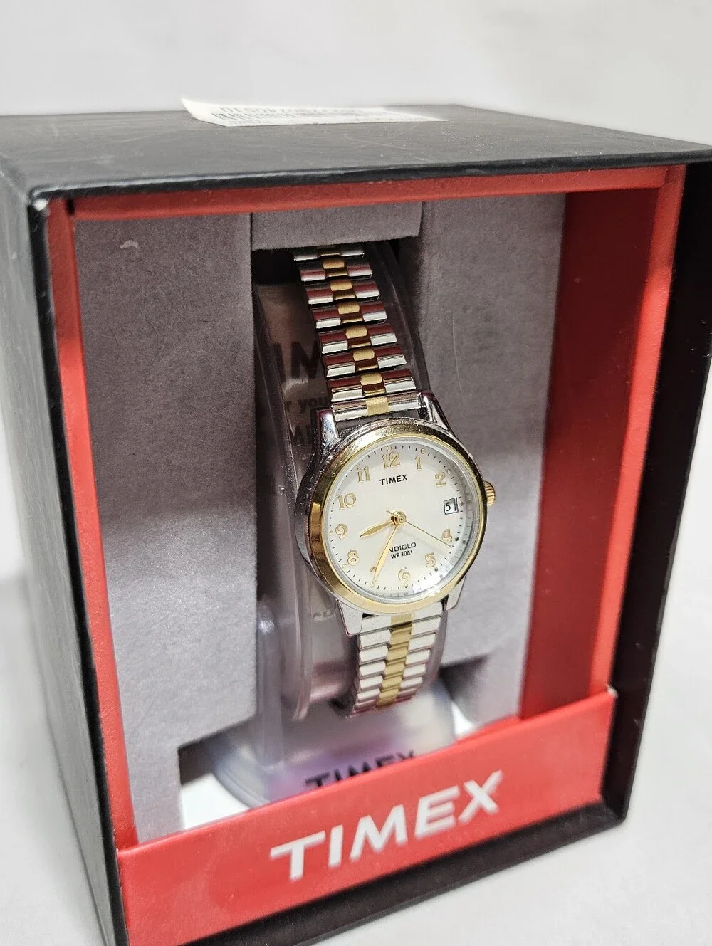 NIB Timex Indiglo Two-Tone Expansion Band Watch | Silver & Gold Tone Date